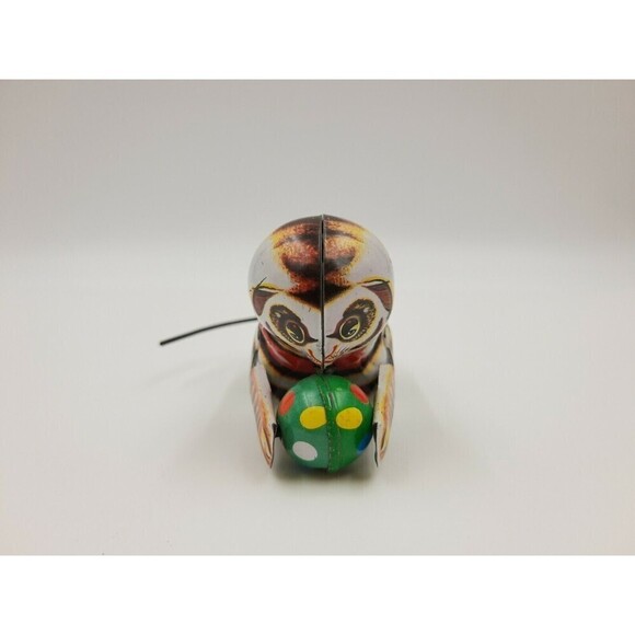 Vintage Wind Up Tin Metal Cat With Ball  Litho Toy No Key - Picture 6 of 9